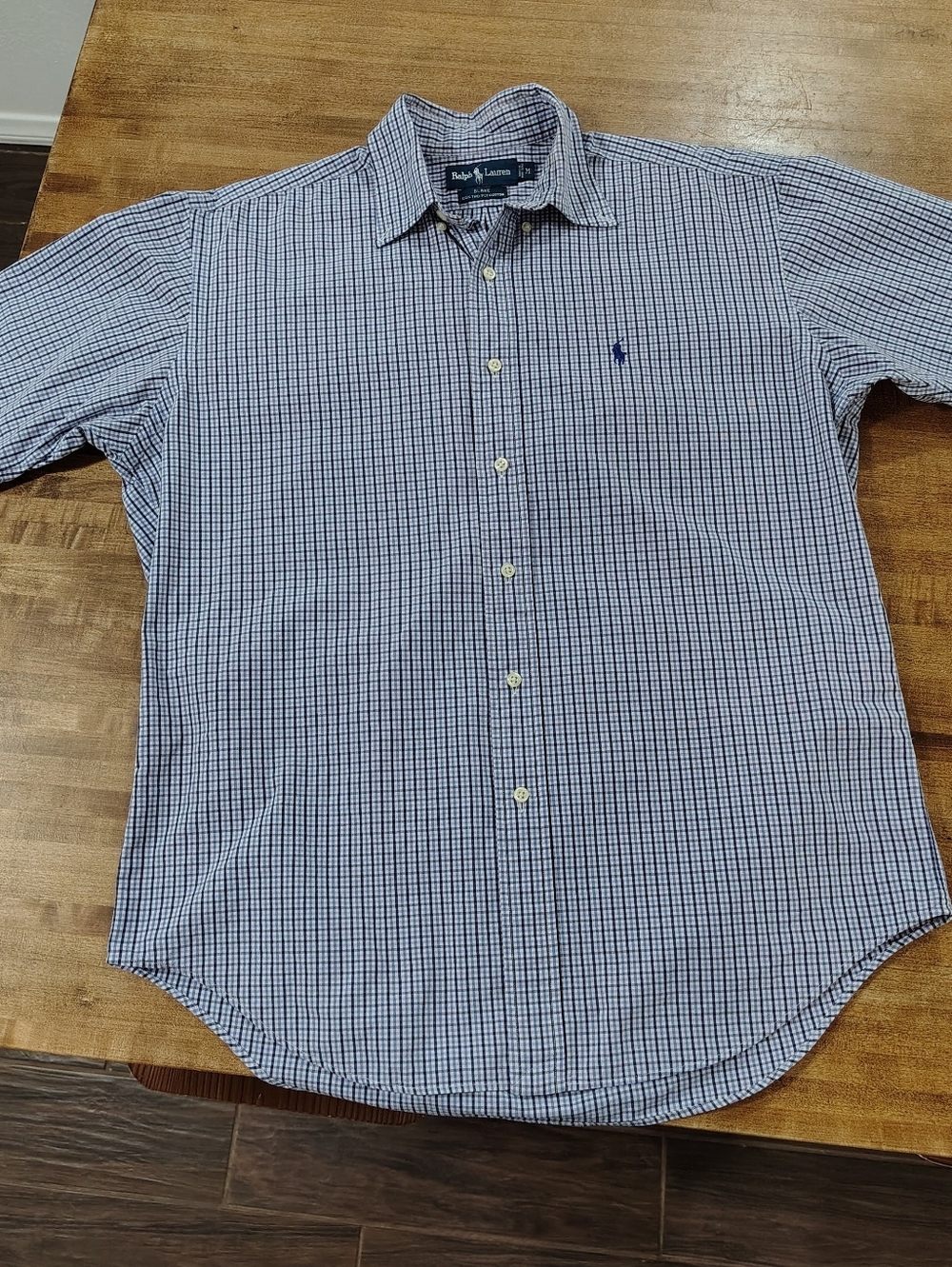 Ralph Lauren Purple Blue & White Checkered Button-Down Shirt 100% TwoPly Cotton